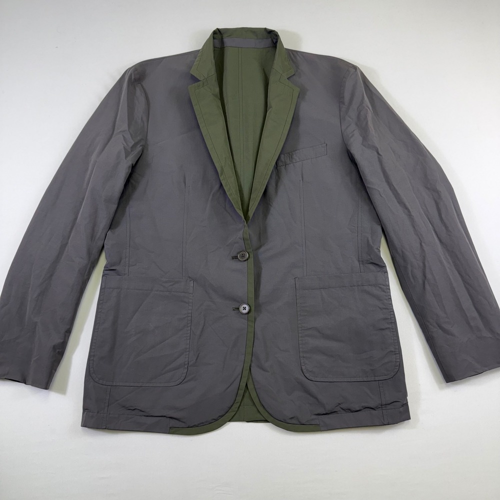 Robert Graham Reversible Tech Blazer Mens 42 Grey Olive Green Sport Coat Classic
